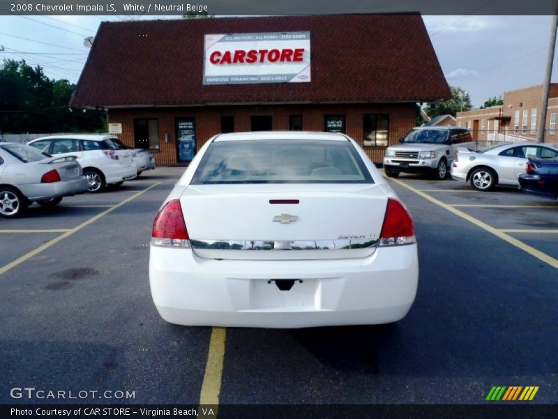 White / Neutral Beige 2008 Chevrolet Impala LS