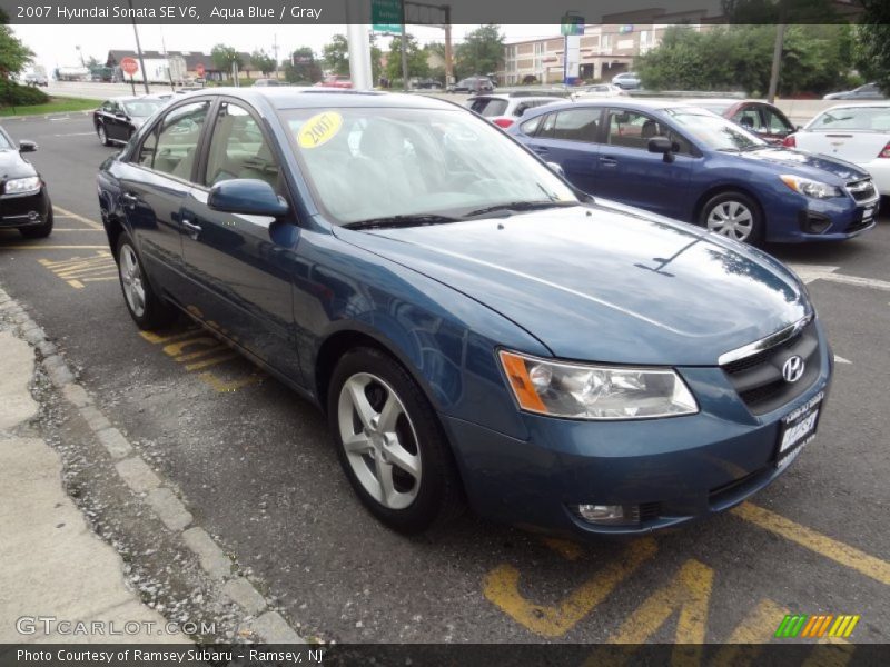 Aqua Blue / Gray 2007 Hyundai Sonata SE V6