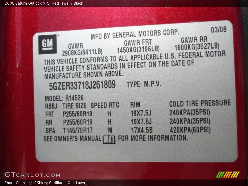 Red Jewel / Black 2008 Saturn Outlook XR