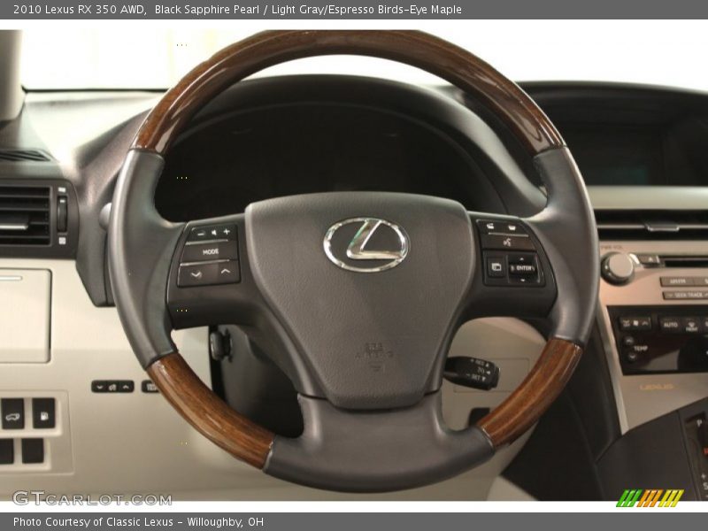 Black Sapphire Pearl / Light Gray/Espresso Birds-Eye Maple 2010 Lexus RX 350 AWD