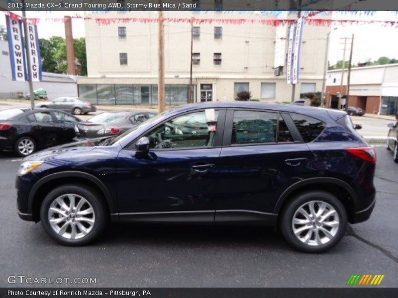 Stormy Blue Mica / Sand 2013 Mazda CX-5 Grand Touring AWD