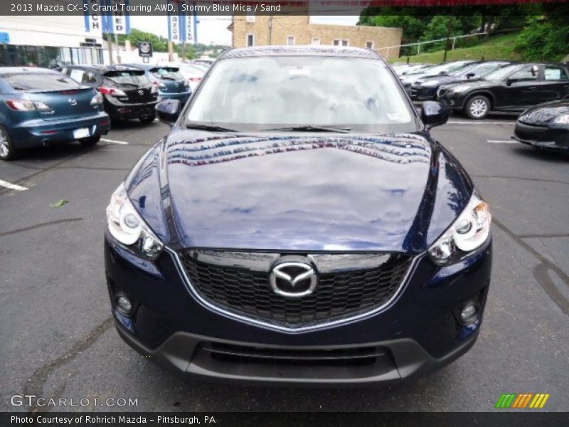 Stormy Blue Mica / Sand 2013 Mazda CX-5 Grand Touring AWD