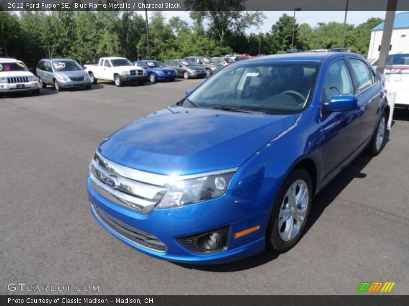 Blue Flame Metallic / Charcoal Black 2012 Ford Fusion SE