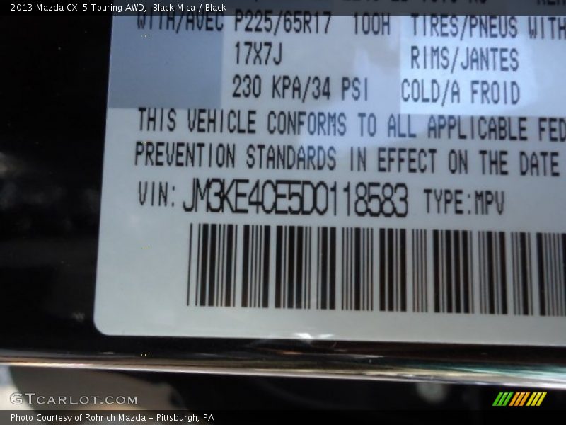 Black Mica / Black 2013 Mazda CX-5 Touring AWD