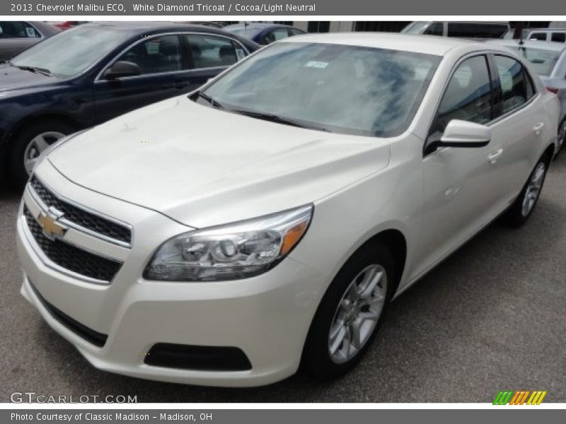 White Diamond Tricoat / Cocoa/Light Neutral 2013 Chevrolet Malibu ECO