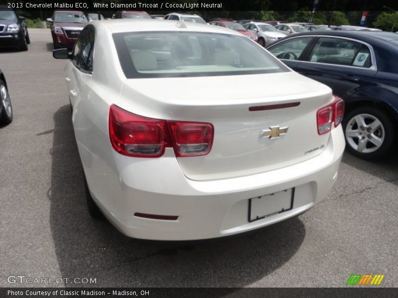 White Diamond Tricoat / Cocoa/Light Neutral 2013 Chevrolet Malibu ECO