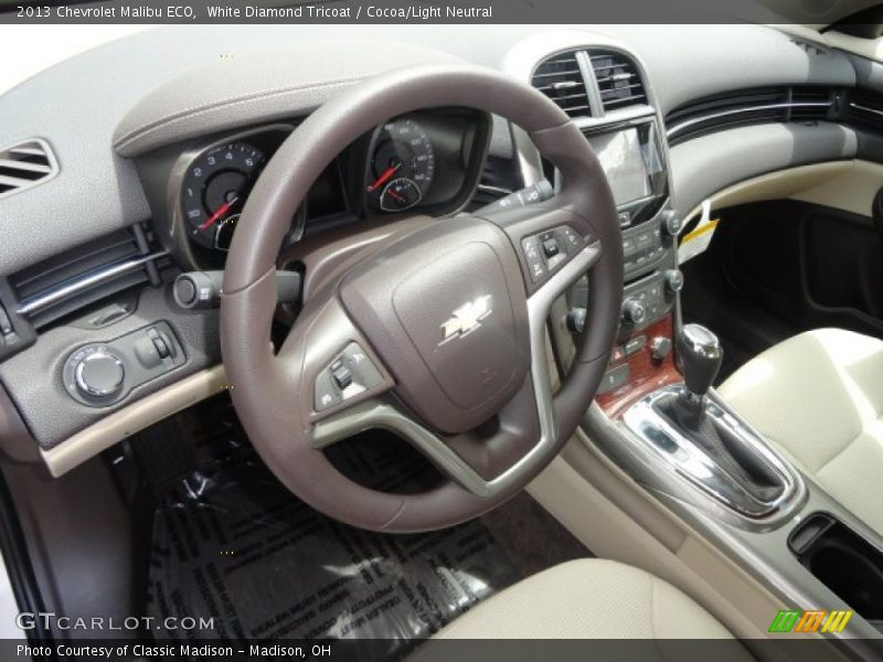 White Diamond Tricoat / Cocoa/Light Neutral 2013 Chevrolet Malibu ECO