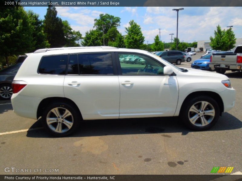 Blizzard White Pearl / Sand Beige 2008 Toyota Highlander Sport