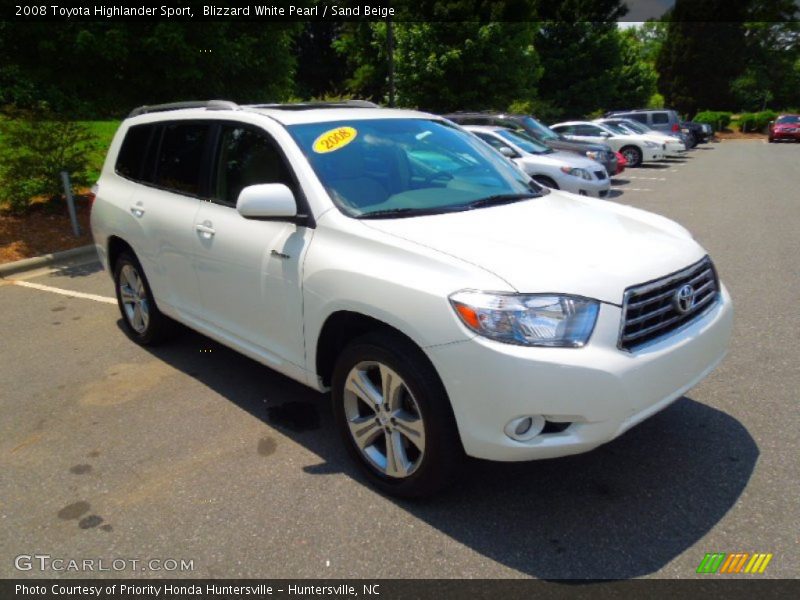 Blizzard White Pearl / Sand Beige 2008 Toyota Highlander Sport