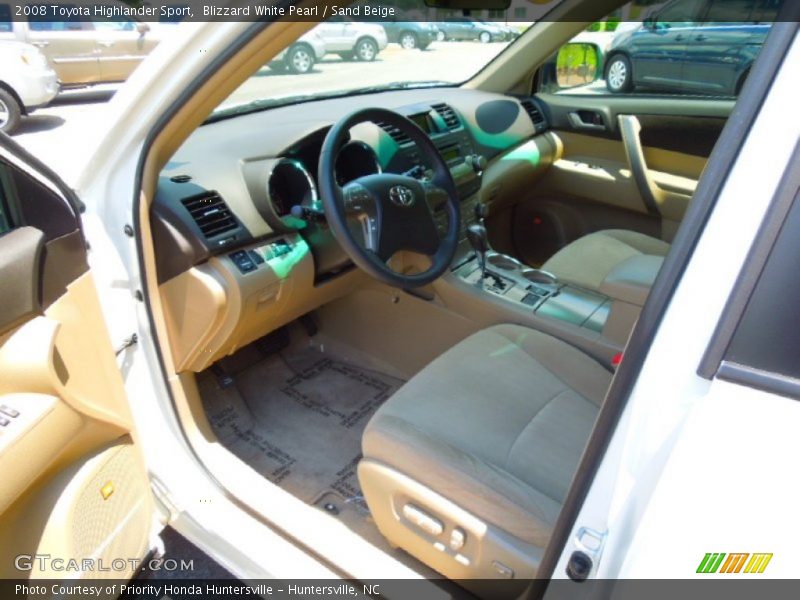 Blizzard White Pearl / Sand Beige 2008 Toyota Highlander Sport