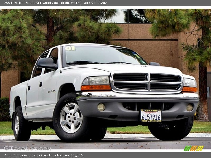 Bright White / Dark Slate Gray 2001 Dodge Dakota SLT Quad Cab