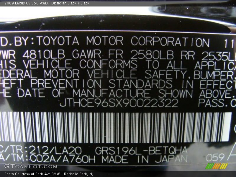 Obsidian Black / Black 2009 Lexus GS 350 AWD
