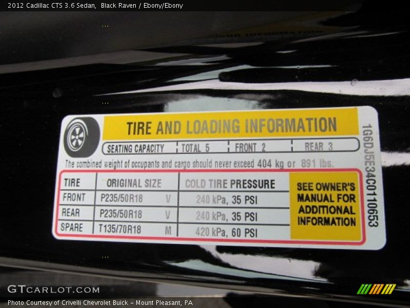 Black Raven / Ebony/Ebony 2012 Cadillac CTS 3.6 Sedan