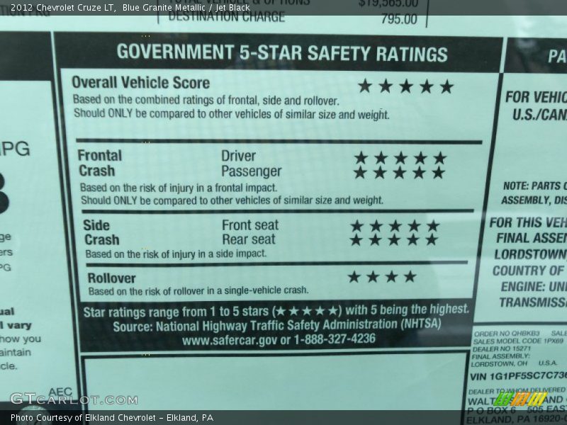 Blue Granite Metallic / Jet Black 2012 Chevrolet Cruze LT