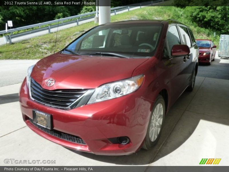 Salsa Red Pearl / Bisque 2012 Toyota Sienna LE AWD