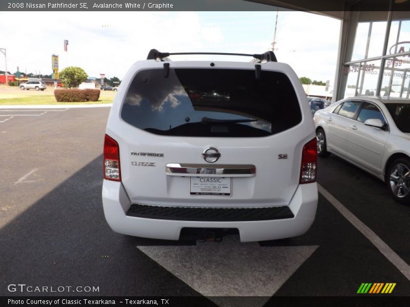 Avalanche White / Graphite 2008 Nissan Pathfinder SE