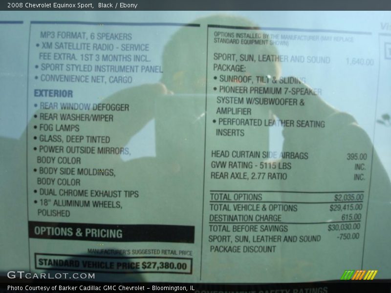 Black / Ebony 2008 Chevrolet Equinox Sport