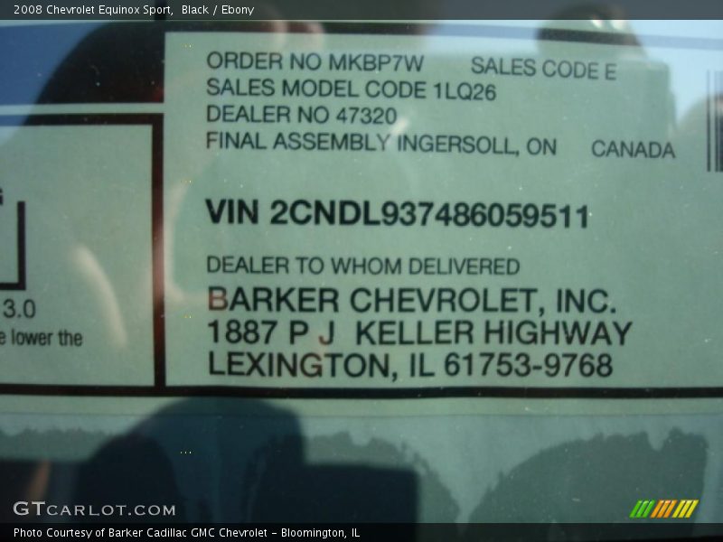 Black / Ebony 2008 Chevrolet Equinox Sport
