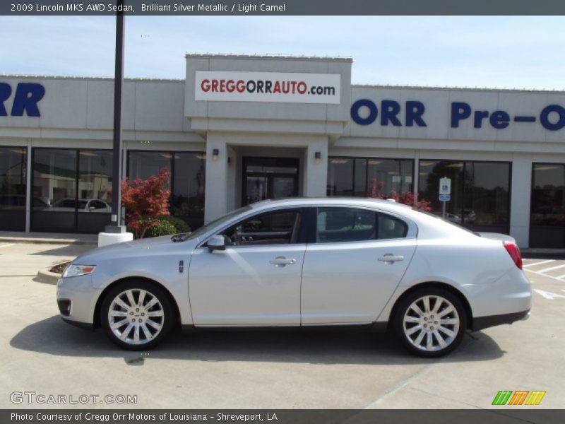 Brilliant Silver Metallic / Light Camel 2009 Lincoln MKS AWD Sedan