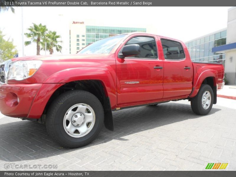 Barcelona Red Metallic / Sand Beige 2011 Toyota Tacoma V6 PreRunner Double Cab