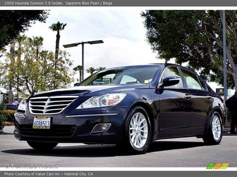 Sapphire Blue Pearl / Beige 2009 Hyundai Genesis 3.8 Sedan