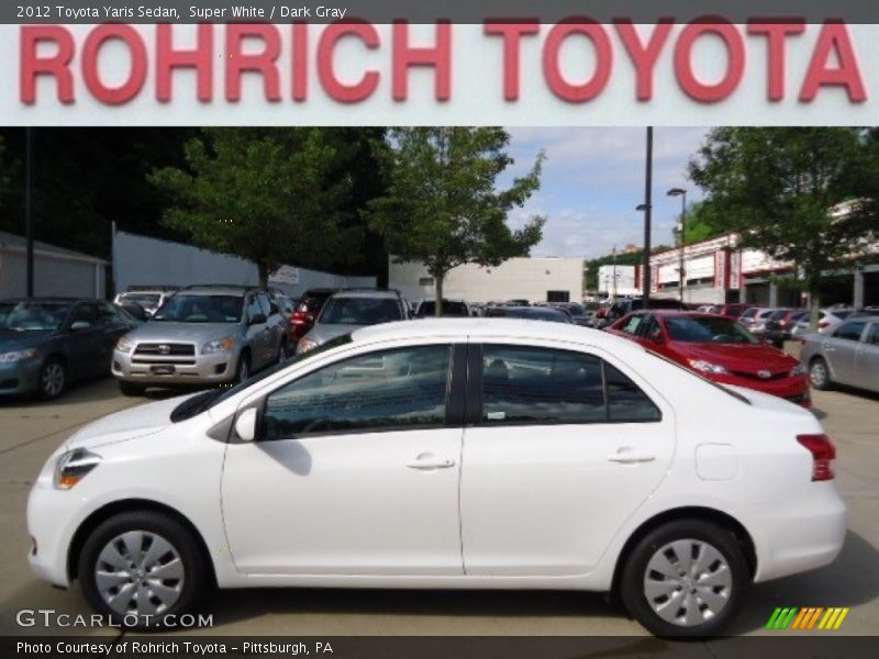 Super White / Dark Gray 2012 Toyota Yaris Sedan