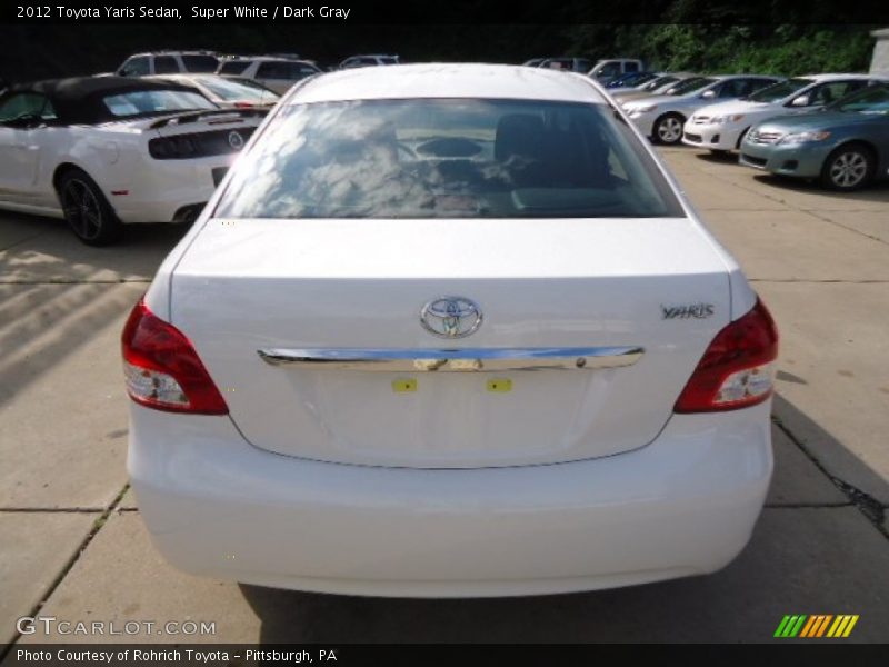 Super White / Dark Gray 2012 Toyota Yaris Sedan