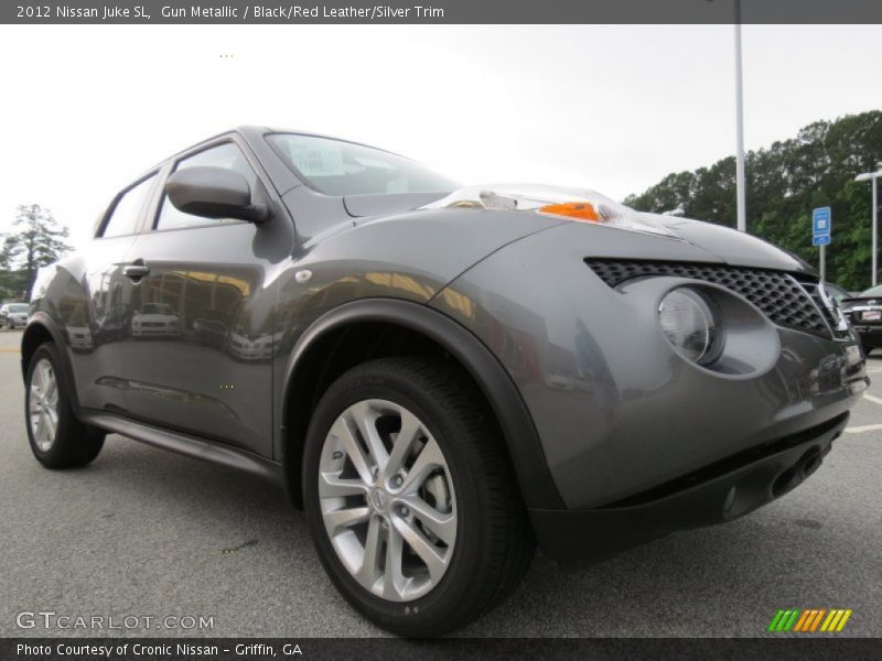 Gun Metallic / Black/Red Leather/Silver Trim 2012 Nissan Juke SL