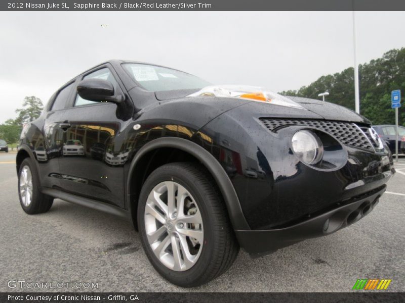 Sapphire Black / Black/Red Leather/Silver Trim 2012 Nissan Juke SL