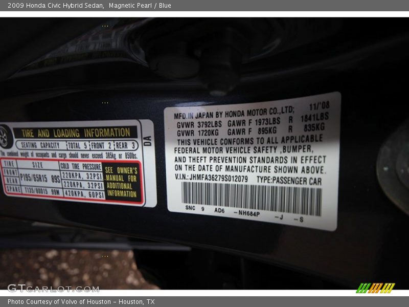 Magnetic Pearl / Blue 2009 Honda Civic Hybrid Sedan