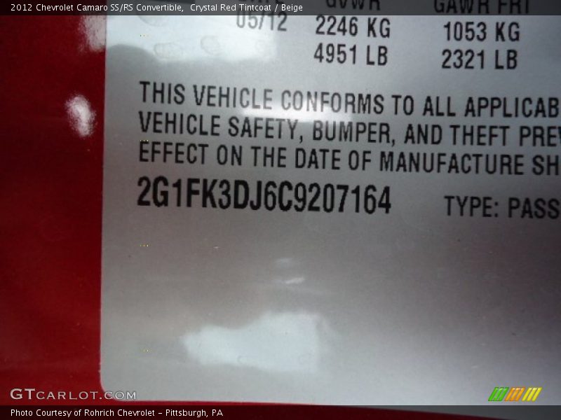 Crystal Red Tintcoat / Beige 2012 Chevrolet Camaro SS/RS Convertible