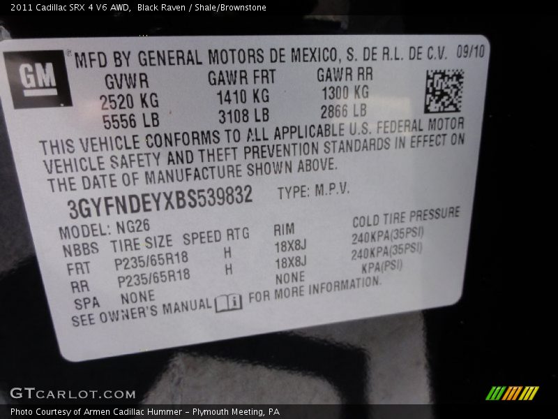 Black Raven / Shale/Brownstone 2011 Cadillac SRX 4 V6 AWD