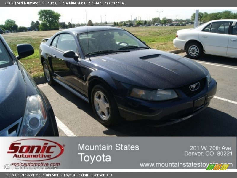True Blue Metallic / Medium Graphite 2002 Ford Mustang V6 Coupe