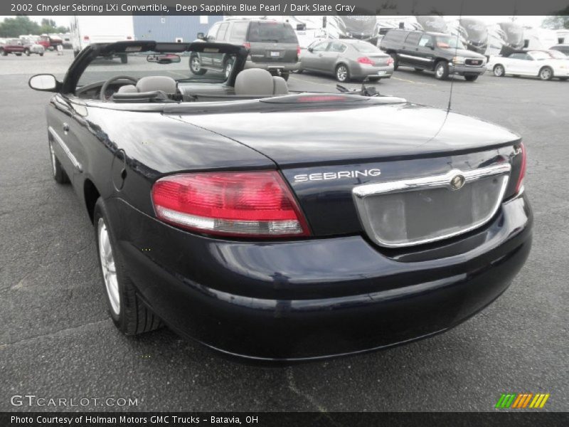 Deep Sapphire Blue Pearl / Dark Slate Gray 2002 Chrysler Sebring LXi Convertible