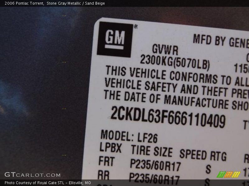 Stone Gray Metallic / Sand Beige 2006 Pontiac Torrent