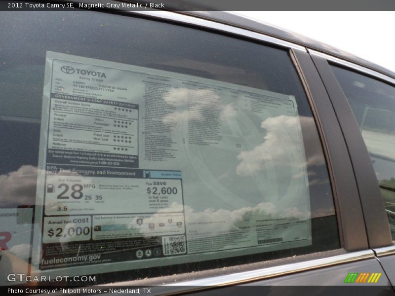Magnetic Gray Metallic / Black 2012 Toyota Camry SE