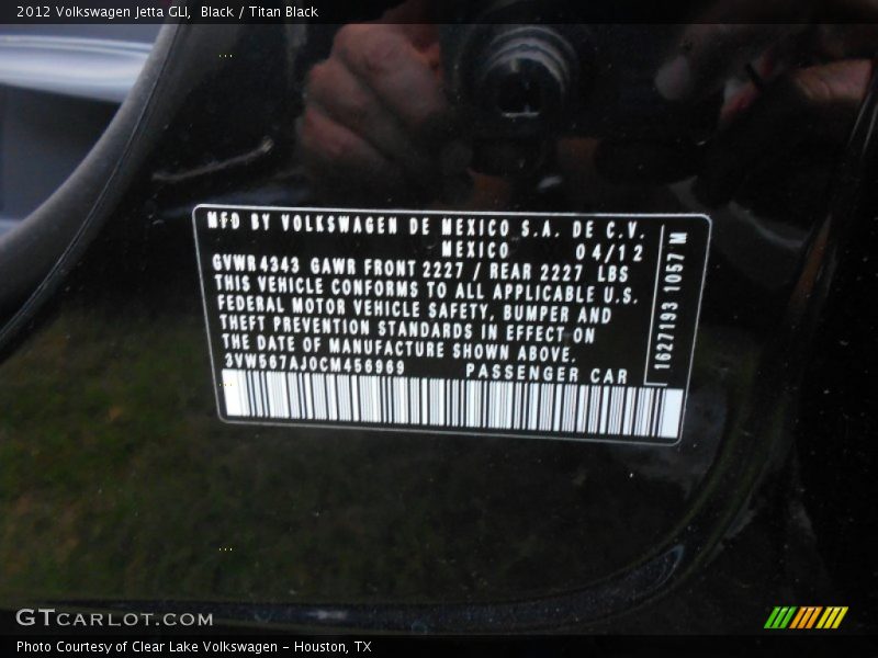 Black / Titan Black 2012 Volkswagen Jetta GLI