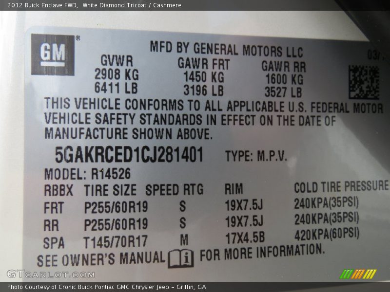 White Diamond Tricoat / Cashmere 2012 Buick Enclave FWD