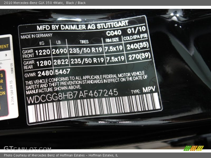 Black / Black 2010 Mercedes-Benz GLK 350 4Matic