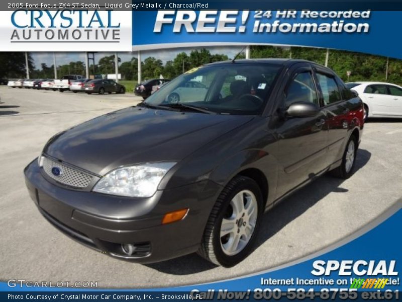 Liquid Grey Metallic / Charcoal/Red 2005 Ford Focus ZX4 ST Sedan