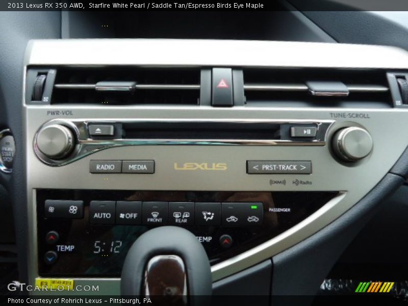 Starfire White Pearl / Saddle Tan/Espresso Birds Eye Maple 2013 Lexus RX 350 AWD