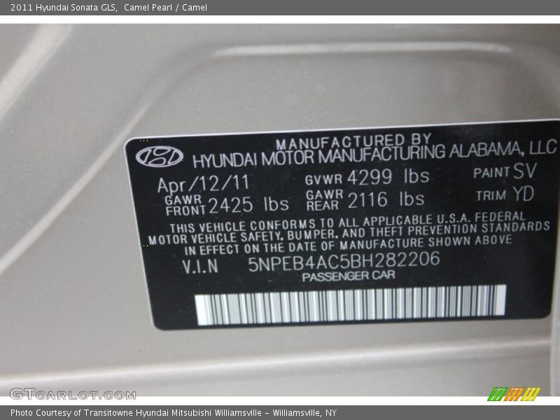 Camel Pearl / Camel 2011 Hyundai Sonata GLS