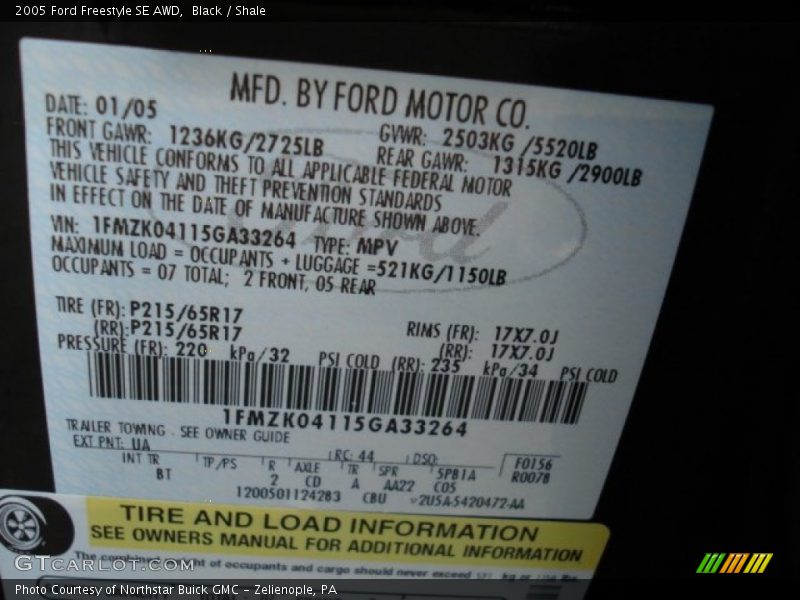 Black / Shale 2005 Ford Freestyle SE AWD