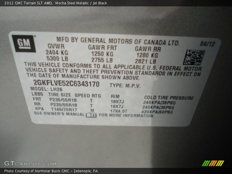 Mocha Steel Metallic / Jet Black 2012 GMC Terrain SLT AWD