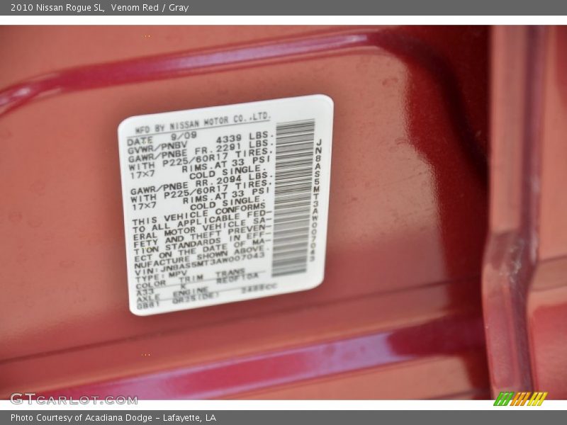 Venom Red / Gray 2010 Nissan Rogue SL