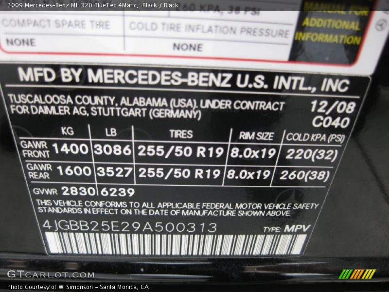 Black / Black 2009 Mercedes-Benz ML 320 BlueTec 4Matic