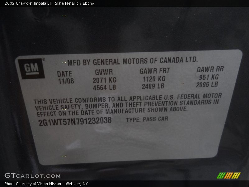 Slate Metallic / Ebony 2009 Chevrolet Impala LT