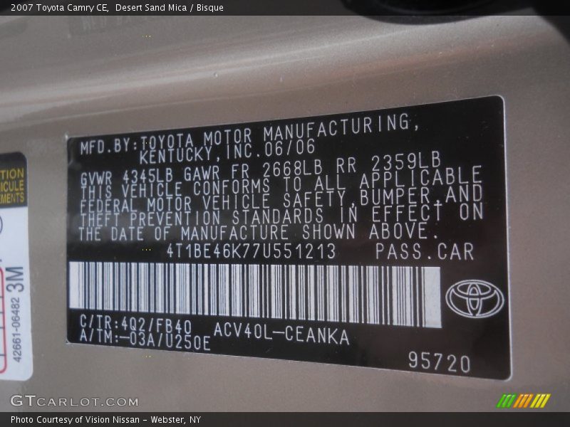 4Q2 - 2007 Toyota Camry CE