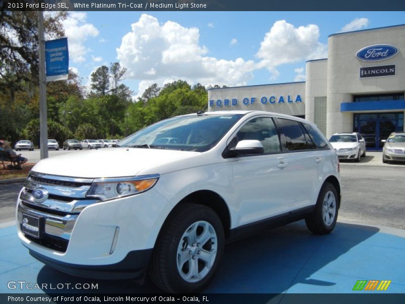 White Platinum Tri-Coat / Medium Light Stone 2013 Ford Edge SEL