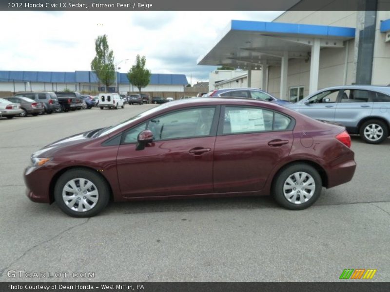 Crimson Pearl / Beige 2012 Honda Civic LX Sedan